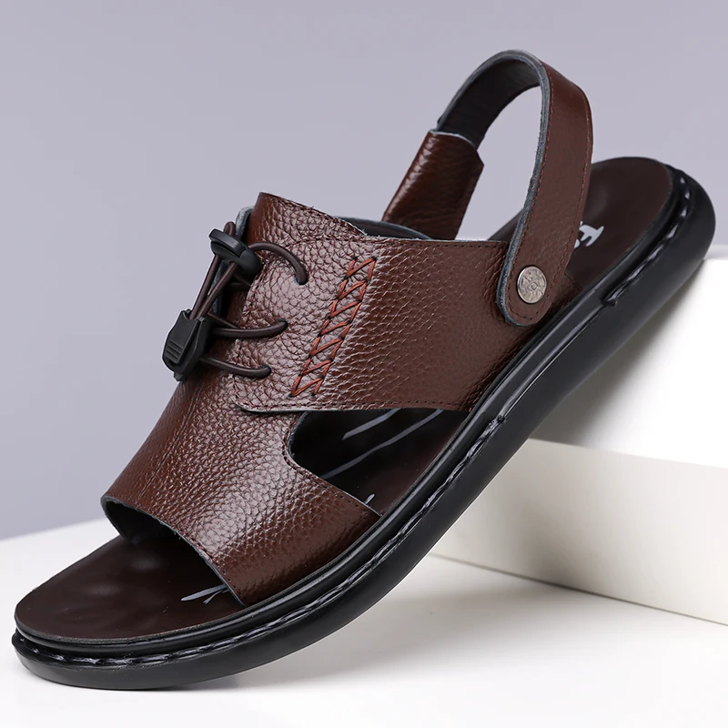 Мужские летние модные кожаные сандалии, удобные, нескользящие, без застежек, кожаные шлепанцы для повседневной носки
Мужские летние модные кожаные сандалии, удобные, нескользящие, без застежек, кожаные шлепанцы для повседневной носки