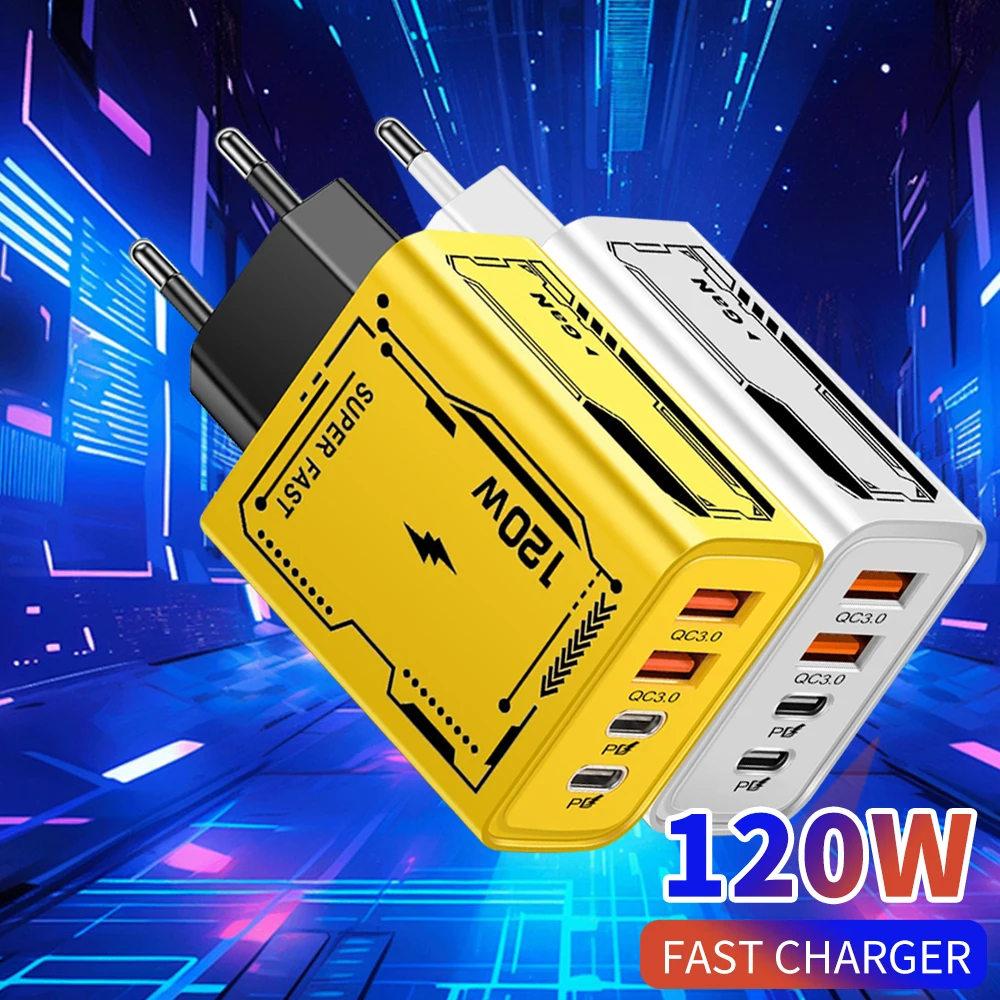 Быстрое зарядное устройство USB 120 Вт, универсальное зарядное устройство USB Type-C для телефонов Samsung Xiaomi VIVO PD, быстрое зарядное устройство для iPhone, настенный адаптер питания
Быстрое зарядное устройство USB 120 Вт, универсальное зарядное устройство USB Type-C для телефонов Samsung Xiaomi VIVO PD, быстрое зарядное устройство для iPhone, настенный адаптер питания