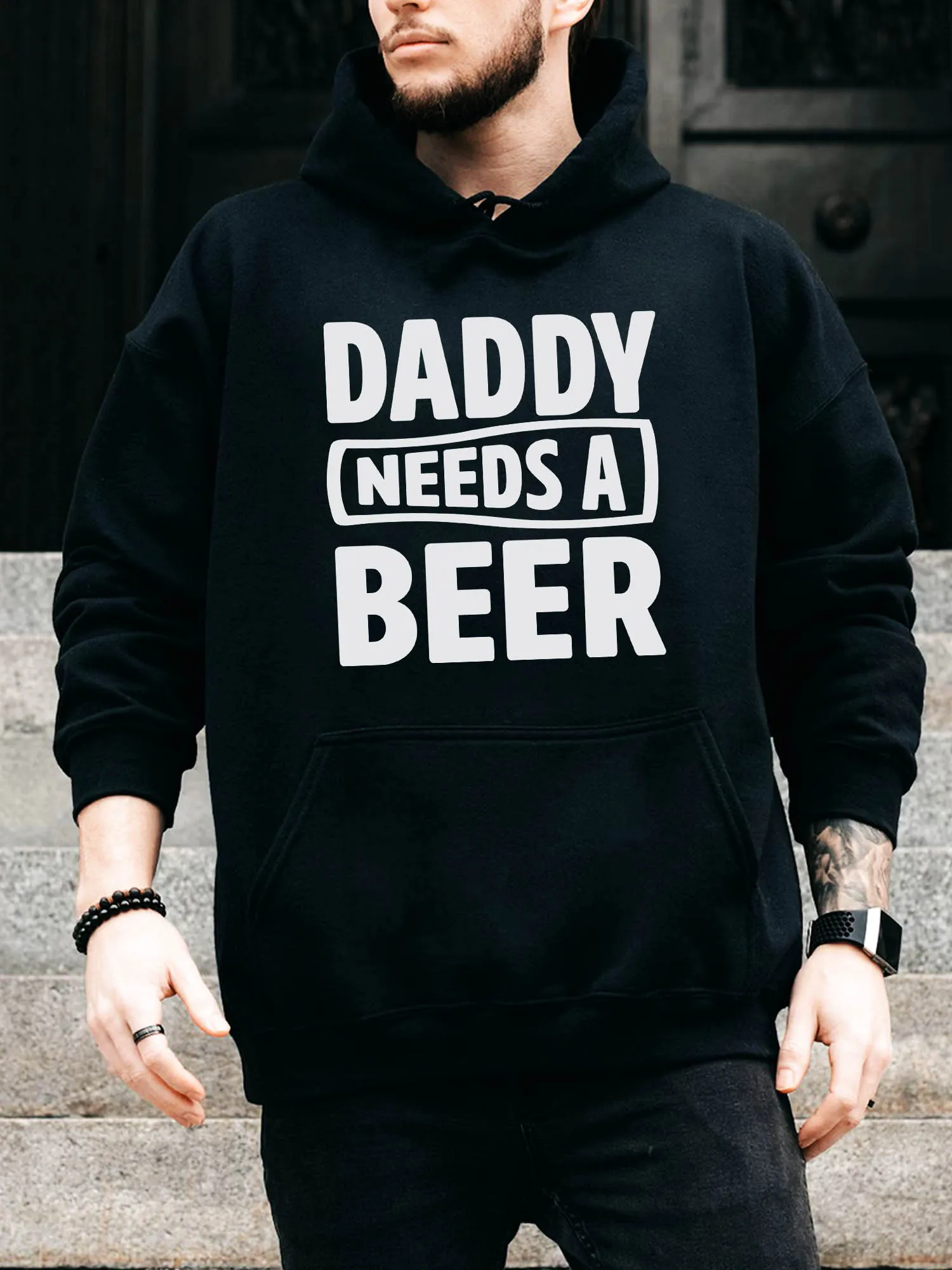 Daddy Needs a Beer Men's Drawstring Hoodie - Casual Comfortable Black Pullover, Fall & Winter Hooded Sweatshirt
Daddy Needs a Beer Men's Drawstring Hoodie - Casual Comfortable Black Pullover, Fall & Winter Hooded Sweatshirt
