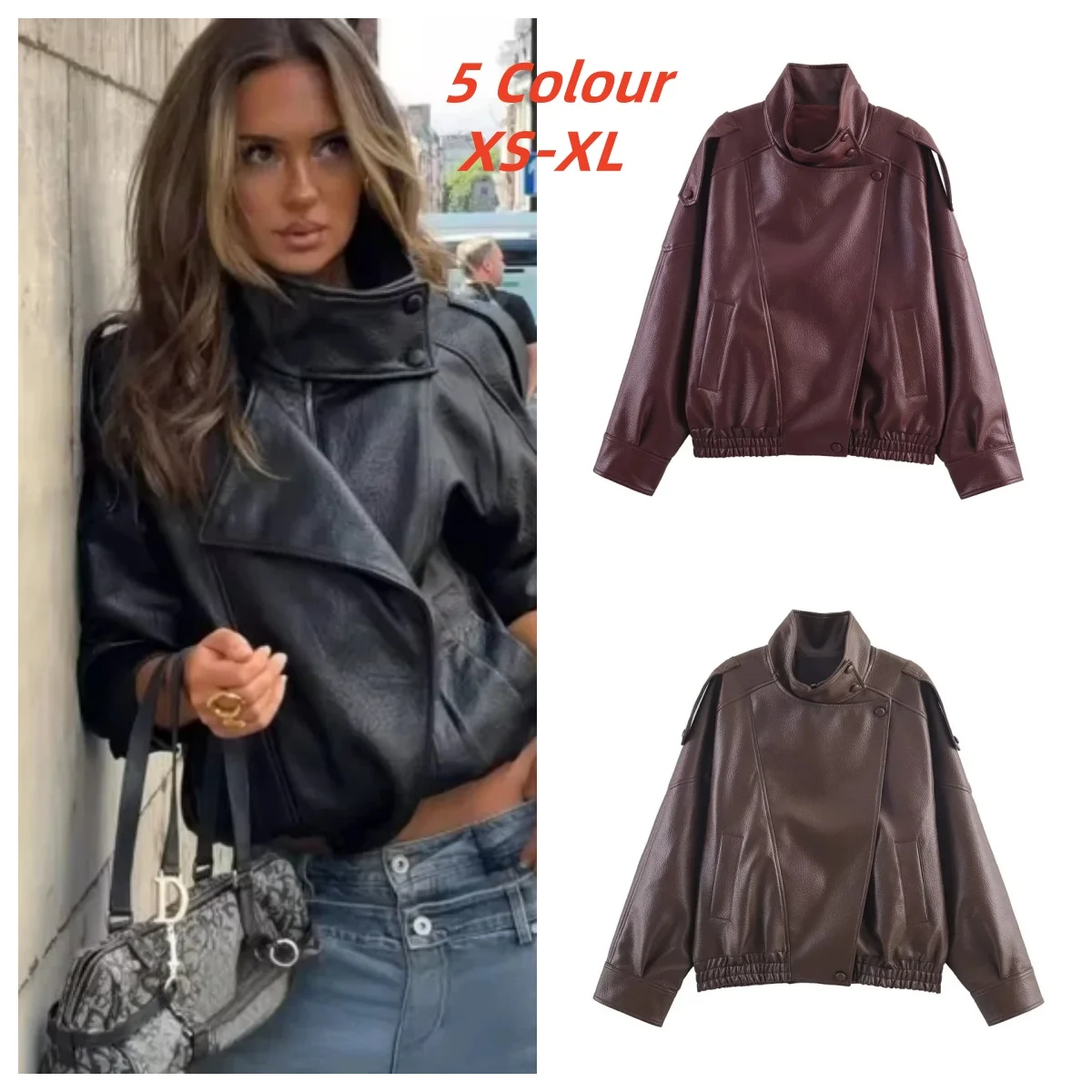 Women's Jacket Fall 2025 New Black Long Sleeve Pebble Faux Leather Jacket Motorcycle Style Personality Fashion
Women's Jacket Fall 2025 New Black Long Sleeve Pebble Faux Leather Jacket Motorcycle Style Personality Fashion