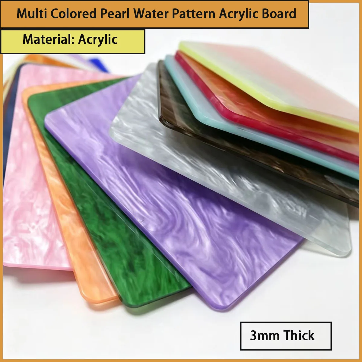 Size 300*200-400*300mm multi-color pearl water pattern acrylic board for lighting backboards, artistic styling, etc
Size 300*200-400*300mm multi-color pearl water pattern acrylic board for lighting backboards, artistic styling, etc
