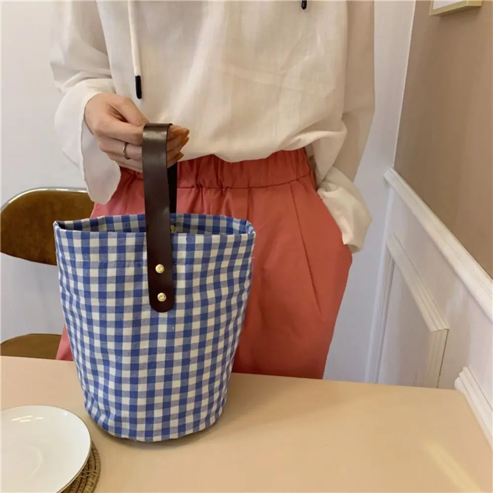 Fresh Color Plaid Canvas Bucket Bag Korean Style Solid Color Vacation Tote Bag Office Worker Tote Lightweight Eco Bag Handbag
Fresh Color Plaid Canvas Bucket Bag Korean Style Solid Color Vacation Tote Bag Office Worker Tote Lightweight Eco Bag Handbag