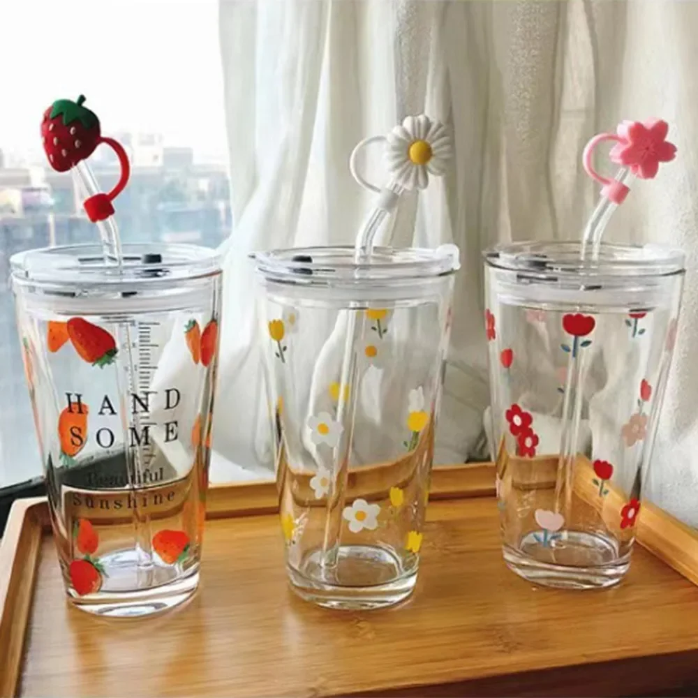 Cute Glass Cups With Straw Heat Resistant Coffee Milk Water Cups with Straw Cover Juice Smoothie Cold Drinks Straw Water Cup 1PC
Cute Glass Cups With Straw Heat Resistant Coffee Milk Water Cups with Straw Cover Juice Smoothie Cold Drinks Straw Water Cup 1PC