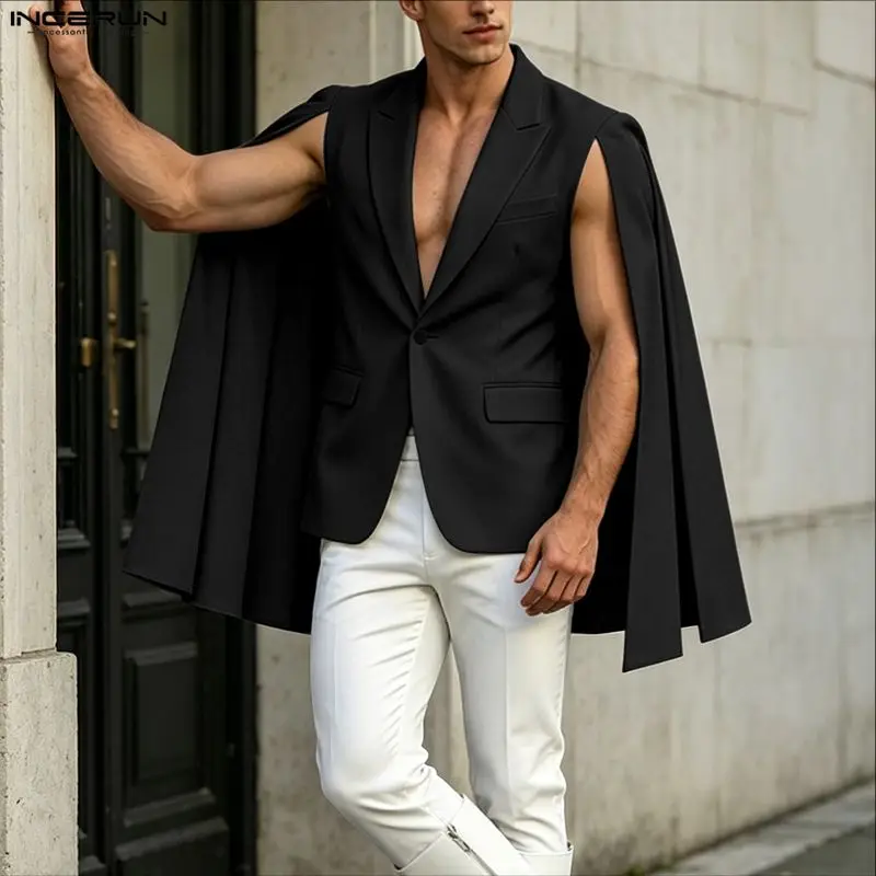 INCERUN Men's Irregular Blazer Solid Color Cloak Cape Lapel One Button Casual Male Suit Streetwear 2026 Fashion Ponchos For Man
INCERUN Men's Irregular Blazer Solid Color Cloak Cape Lapel One Button Casual Male Suit Streetwear 2026 Fashion Ponchos For Man