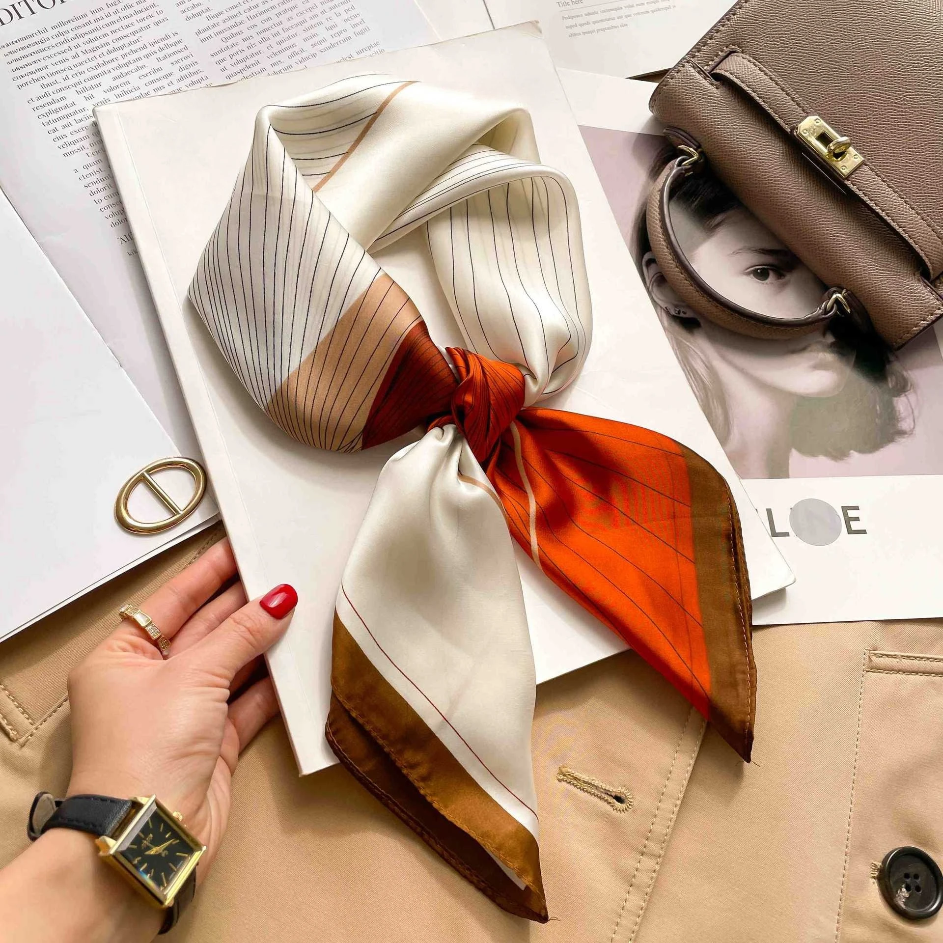 Stripe Silk Square Scarf Women 70cm Print Soft Satin Kerchief Hairband Neckerchief Head Hijab Lady Headband Foulard Bag Ribbon
Stripe Silk Square Scarf Women 70cm Print Soft Satin Kerchief Hairband Neckerchief Head Hijab Lady Headband Foulard Bag Ribbon