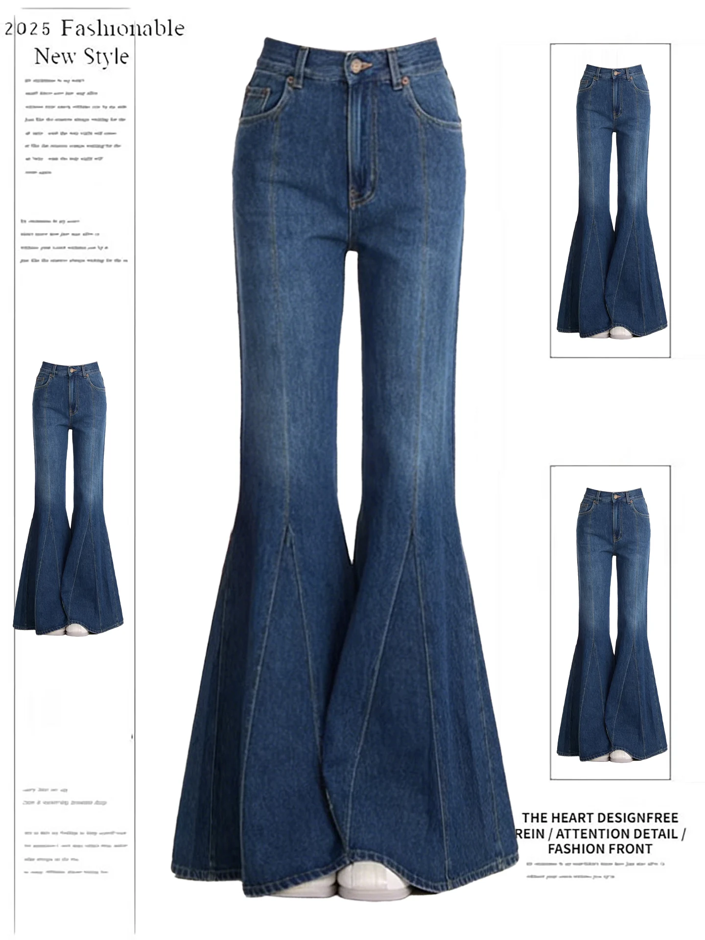 American Retro Blue Bell Bot Jeans Women's Spring Autumn 2026 New Design Slimming Micro Bell Pants High Waist Zipper Closure
American Retro Blue Bell Bot Jeans Women's Spring Autumn 2026 New Design Slimming Micro Bell Pants High Waist Zipper Closure