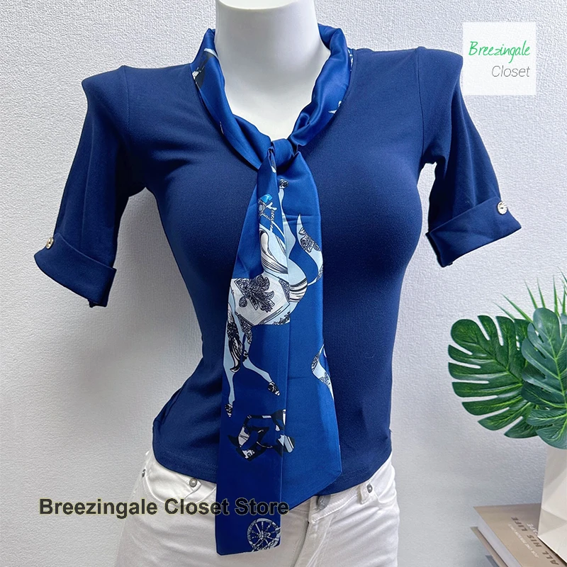 French high-quality silk scarf ribbon V-neck short-sleeved shoulder T-shirt women's summer temperament lace-up half-sleeve top
French high-quality silk scarf ribbon V-neck short-sleeved shoulder T-shirt women's summer temperament lace-up half-sleeve top