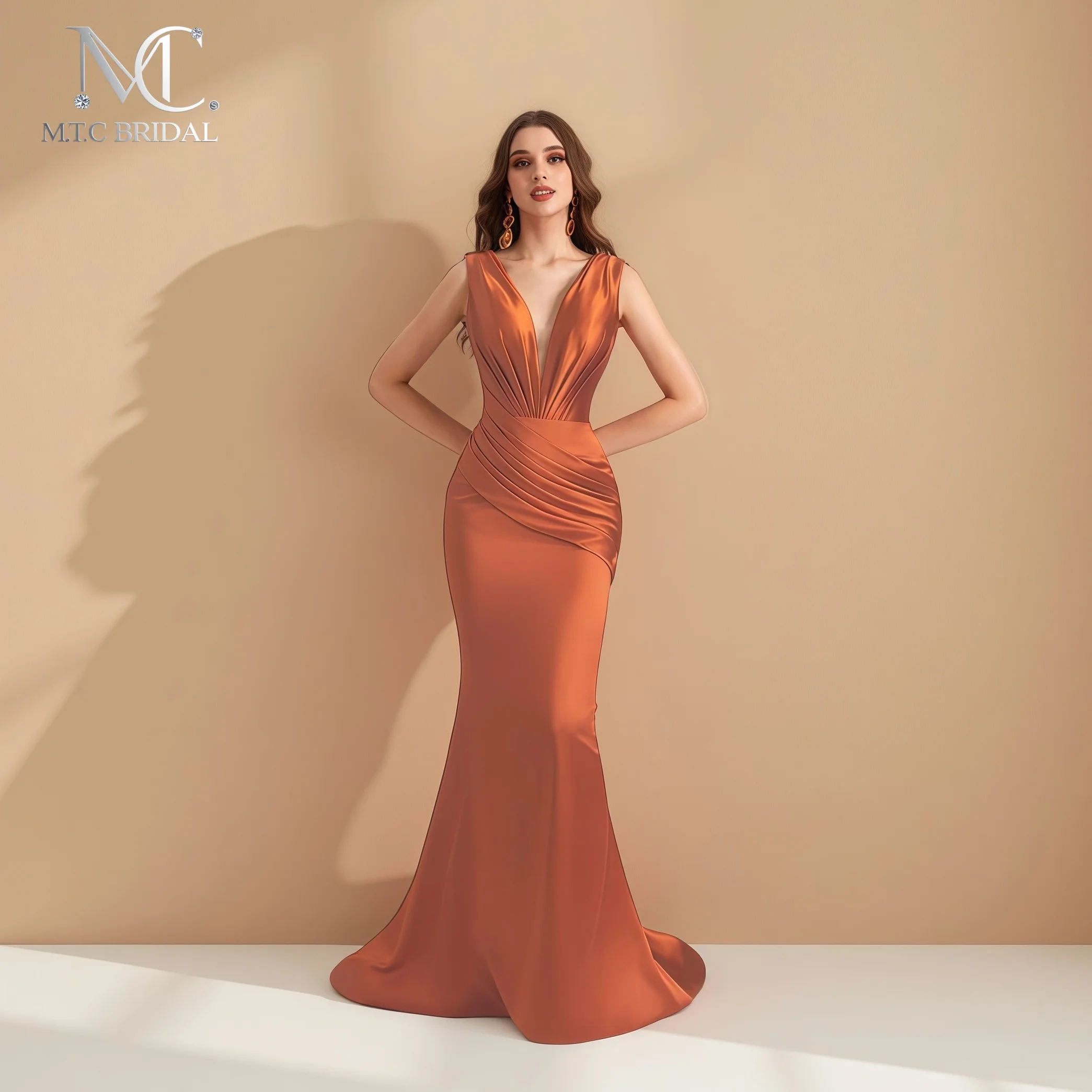 Charming Long 2026 Mermaid Evening Dress Burnt Orange Satin Pleated Floor Length Formal Occasion Gowns Plus Size
Charming Long 2026 Mermaid Evening Dress Burnt Orange Satin Pleated Floor Length Formal Occasion Gowns Plus Size