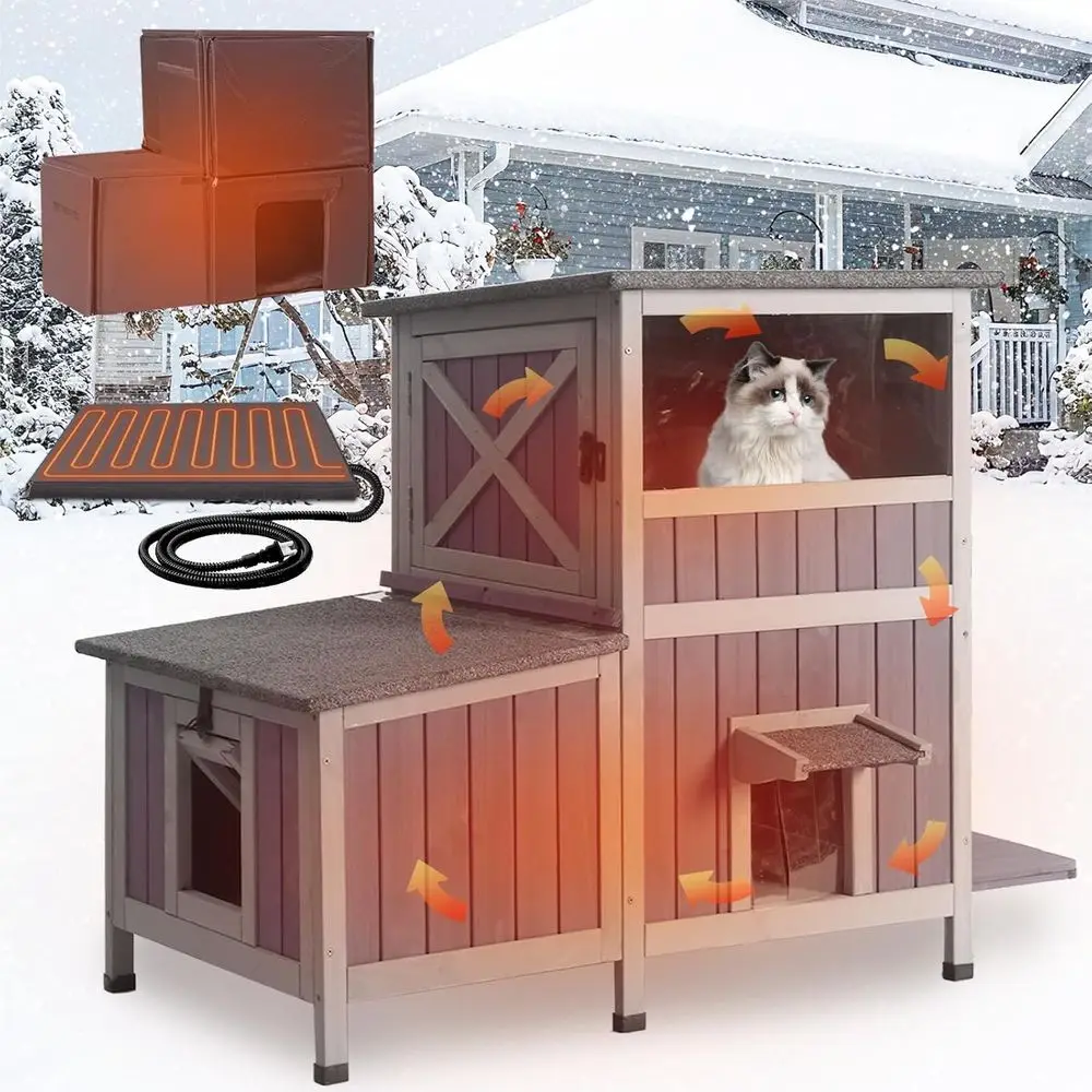 Outdoor Insulated Heated Cat House with Waterproof Shelter, 23x44x34.5
Outdoor Insulated Heated Cat House with Waterproof Shelter, 23x44x34.5