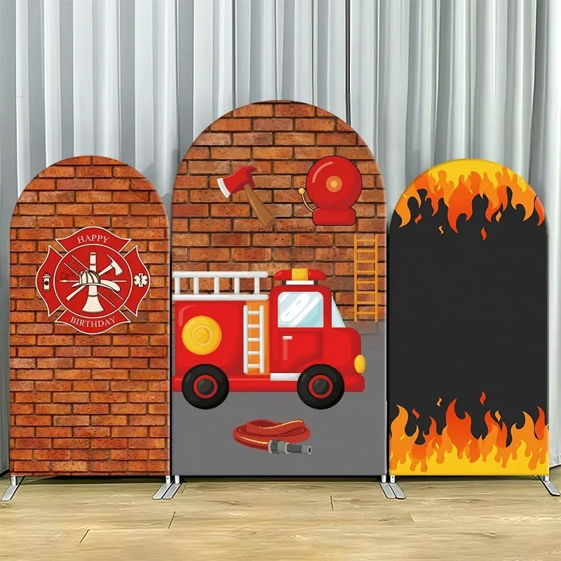 Single Side Arch Backdrop Cover Firefighter Theme Party Backdrop Set Featuring Brick Wall Design Fire Truck Ladder Bell
Single Side Arch Backdrop Cover Firefighter Theme Party Backdrop Set Featuring Brick Wall Design Fire Truck Ladder Bell