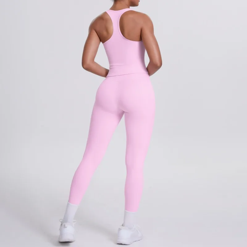 2 Piece Women's Seamless Yoga Set - Soft Racerback Sports Vest & Leggings Solid Color Workout Outfit for Running Gym
2 Piece Women's Seamless Yoga Set - Soft Racerback Sports Vest & Leggings Solid Color Workout Outfit for Running Gym