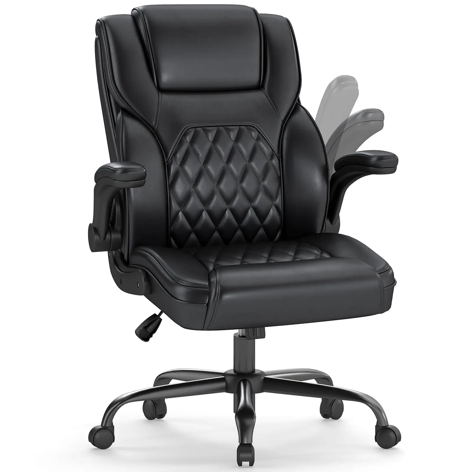 Executive office chair, solid ergonomic leather backrest, lumbar support, heavy duty rotary flip armrest, adjustable height
Executive office chair, solid ergonomic leather backrest, lumbar support, heavy duty rotary flip armrest, adjustable height