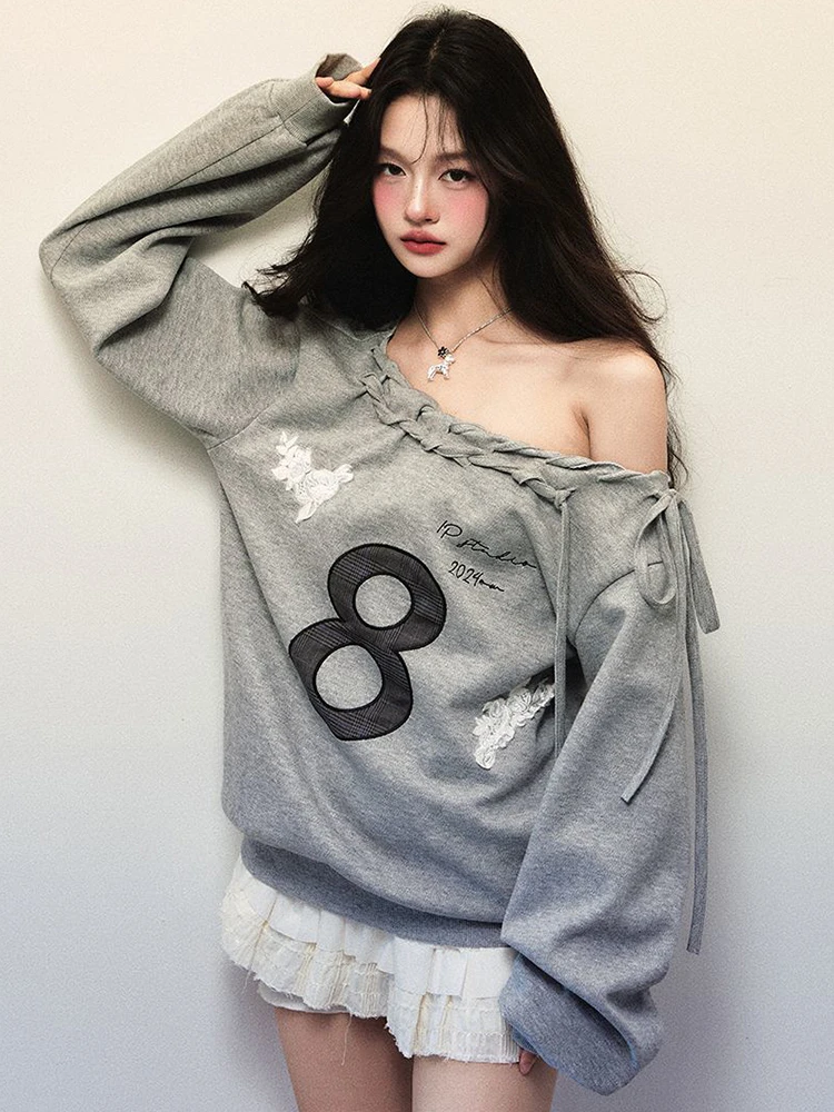 Y2K Streetwear Gray Sweatshirts Women Harajuku Vintage Female Casual American Tops Off Shoulder Loose Letter Pullovers New
Y2K Streetwear Gray Sweatshirts Women Harajuku Vintage Female Casual American Tops Off Shoulder Loose Letter Pullovers New
