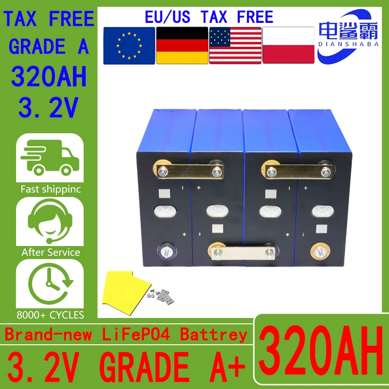1-16PCS 3.2V 320Ah Lifepo4 Grade A 12V 24V 48V Rechargable Lithium Iron Phosphate Battery For Backup Power RV Boat TAX FREE
1-16PCS 3.2V 320Ah Lifepo4 Grade A 12V 24V 48V Rechargable Lithium Iron Phosphate Battery For Backup Power RV Boat TAX FREE