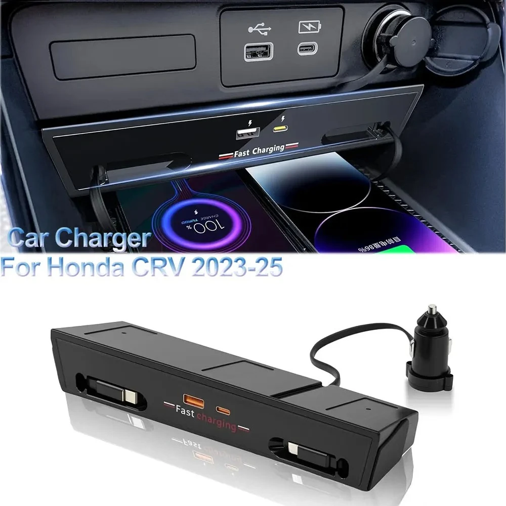 Car Charger For Honda CRV 2023 2024 2025 Fast Charging Center Console USB Hub Docking Station with Dual Retractable Cables 45W
Car Charger For Honda CRV 2023 2024 2025 Fast Charging Center Console USB Hub Docking Station with Dual Retractable Cables 45W