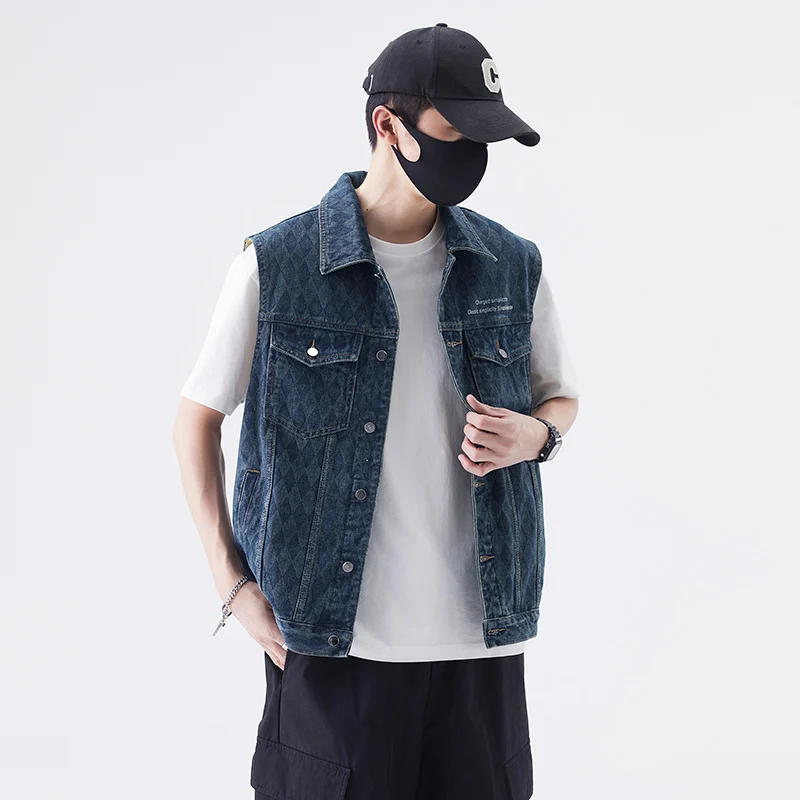 New high street tee flower vibe American vintage denim men's models loose and versatile vest jacket for men
New high street tee flower vibe American vintage denim men's models loose and versatile vest jacket for men