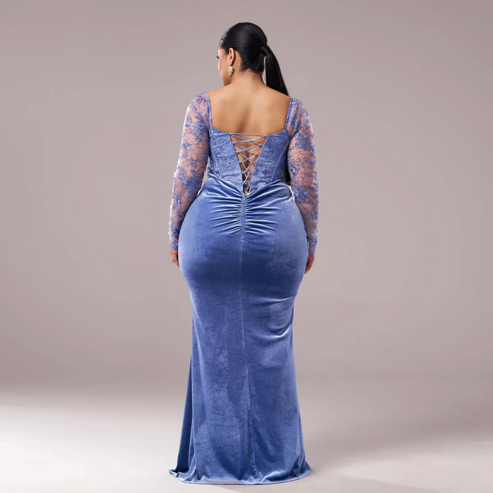 Elegant Blue Velvet Long Dress Sexy Lace Sleeve Corset Gown Luxury Evening Party Prom Birthday Wedding Guest Formal Outfits
Elegant Blue Velvet Long Dress Sexy Lace Sleeve Corset Gown Luxury Evening Party Prom Birthday Wedding Guest Formal Outfits