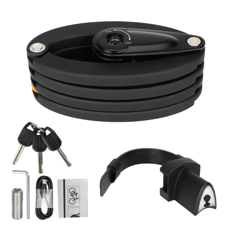 Cycling Lock Coiling Chain Lock Bike Safety Lock with 3 Key, Foldable Bike Lock with Tail Light and Mounting Bracket Set
Cycling Lock Coiling Chain Lock Bike Safety Lock with 3 Key, Foldable Bike Lock with Tail Light and Mounting Bracket Set