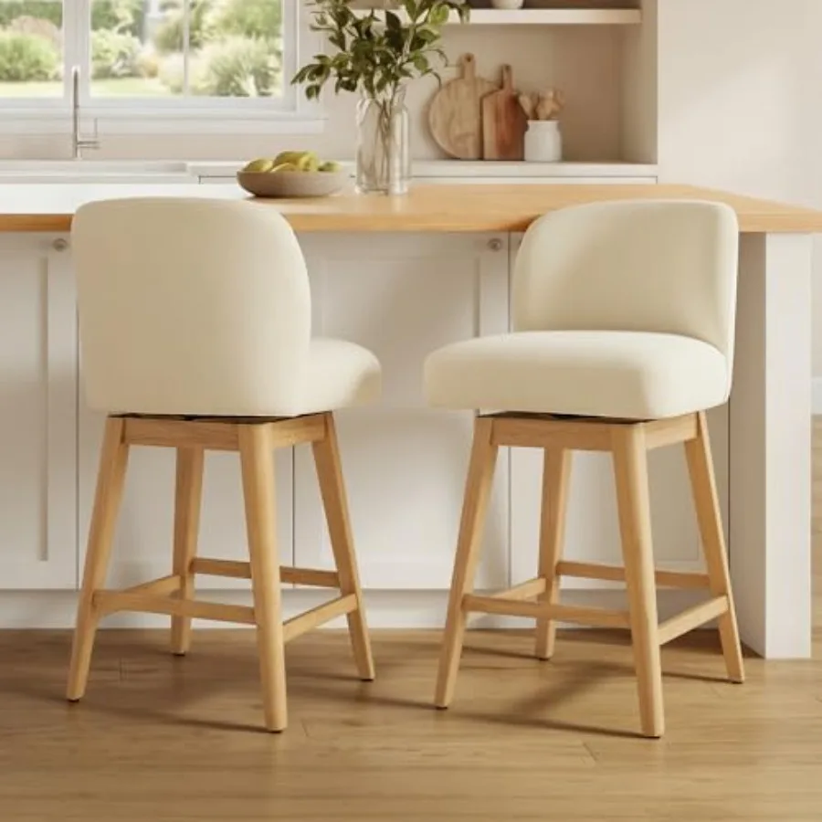 26.8" Swivel Counter Height Bar Stools, Modern Upholstered Counter Stools with Back and Wood Legs for Kitchen Island, Home Bar,
26.8" Swivel Counter Height Bar Stools, Modern Upholstered Counter Stools with Back and Wood Legs for Kitchen Island, Home Bar,
