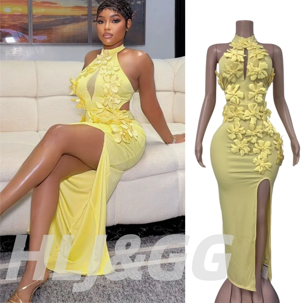 HLJ Elegant Yellow Flower Patchwork Bodycon Dresses for Women Halter Sleeveless Backless Dress Female Streetwear Vestidos New
HLJ Elegant Yellow Flower Patchwork Bodycon Dresses for Women Halter Sleeveless Backless Dress Female Streetwear Vestidos New