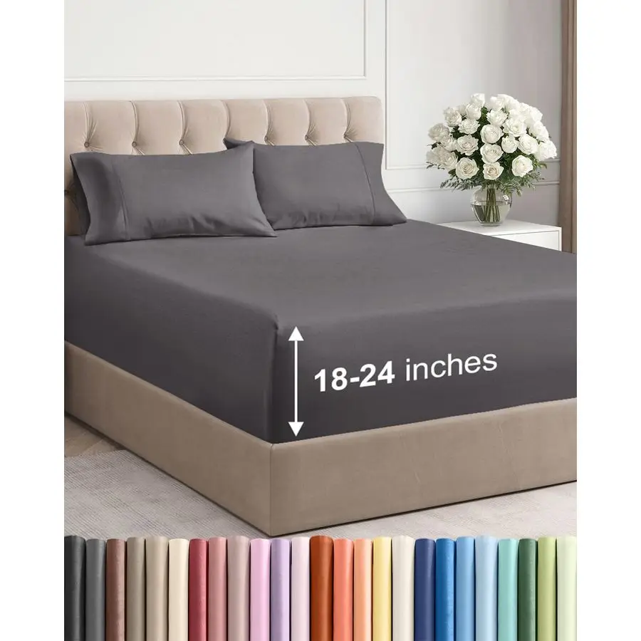 Deep Pocket Queen Sheet Set 4 Piece Breathable amp Cooling Bed Sheets Hotel Luxury Sheet Set Soft, Wrinkle Free and Comfy Easily
Deep Pocket Queen Sheet Set 4 Piece Breathable amp Cooling Bed Sheets Hotel Luxury Sheet Set Soft, Wrinkle Free and Comfy Easily