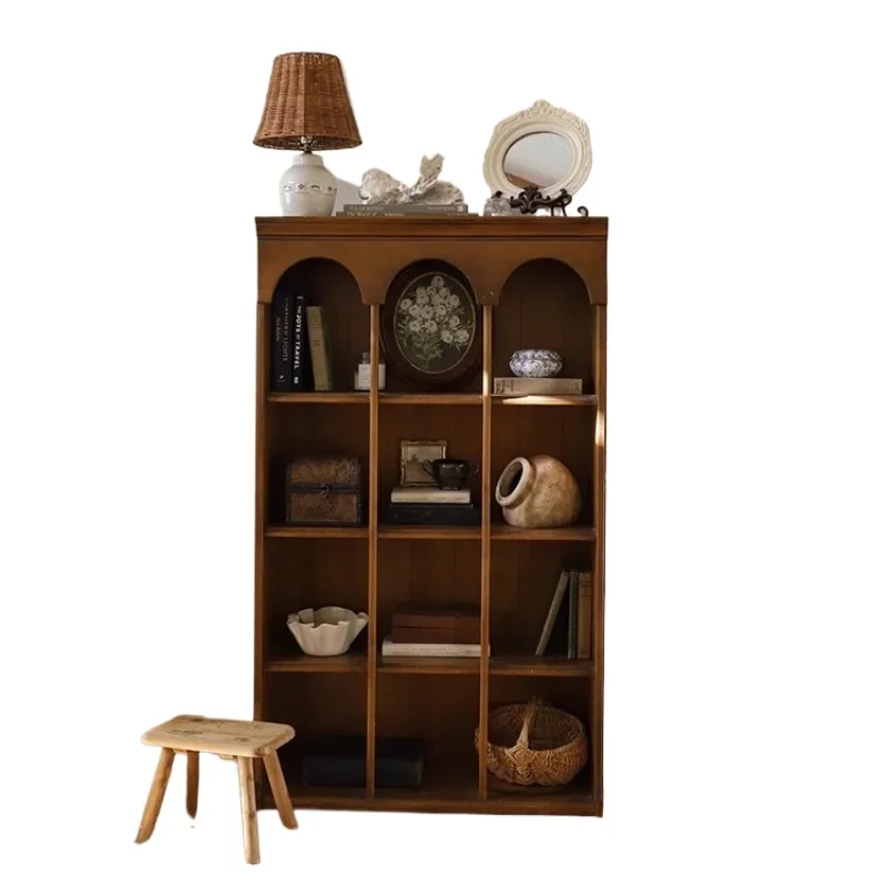 French retro solid wood storage display cabinet, small household multi-functional floor locker
French retro solid wood storage display cabinet, small household multi-functional floor locker