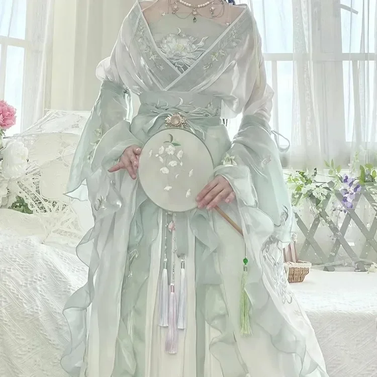 Chinese Hanfu Dress Women Ancient Traditional Embroidered Hanfu Sets Carnival Fairy Cosplay Costume Green Hanfu Dance Dress New
Chinese Hanfu Dress Women Ancient Traditional Embroidered Hanfu Sets Carnival Fairy Cosplay Costume Green Hanfu Dance Dress New