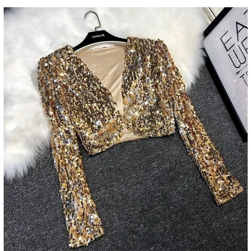 Women's Coat Women's Jacket New Fashion Short Coat Long Sleeve Design Sequined Temperament Short Fashion Cardigan Loose Coat
Women's Coat Women's Jacket New Fashion Short Coat Long Sleeve Design Sequined Temperament Short Fashion Cardigan Loose Coat
