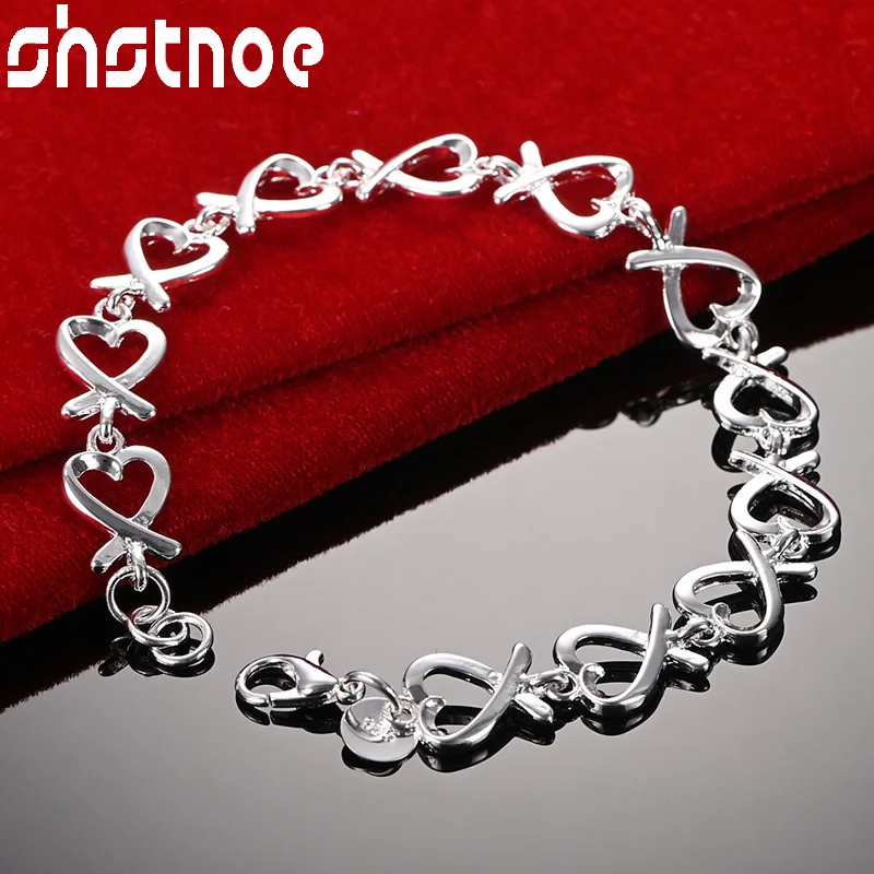 SHSTONE 925 Sterling Silver Heart Chain Bracelets For Woman Party Lady Engagement Wedding Birthday Gift Fashion Charm Jewelry
SHSTONE 925 Sterling Silver Heart Chain Bracelets For Woman Party Lady Engagement Wedding Birthday Gift Fashion Charm Jewelry