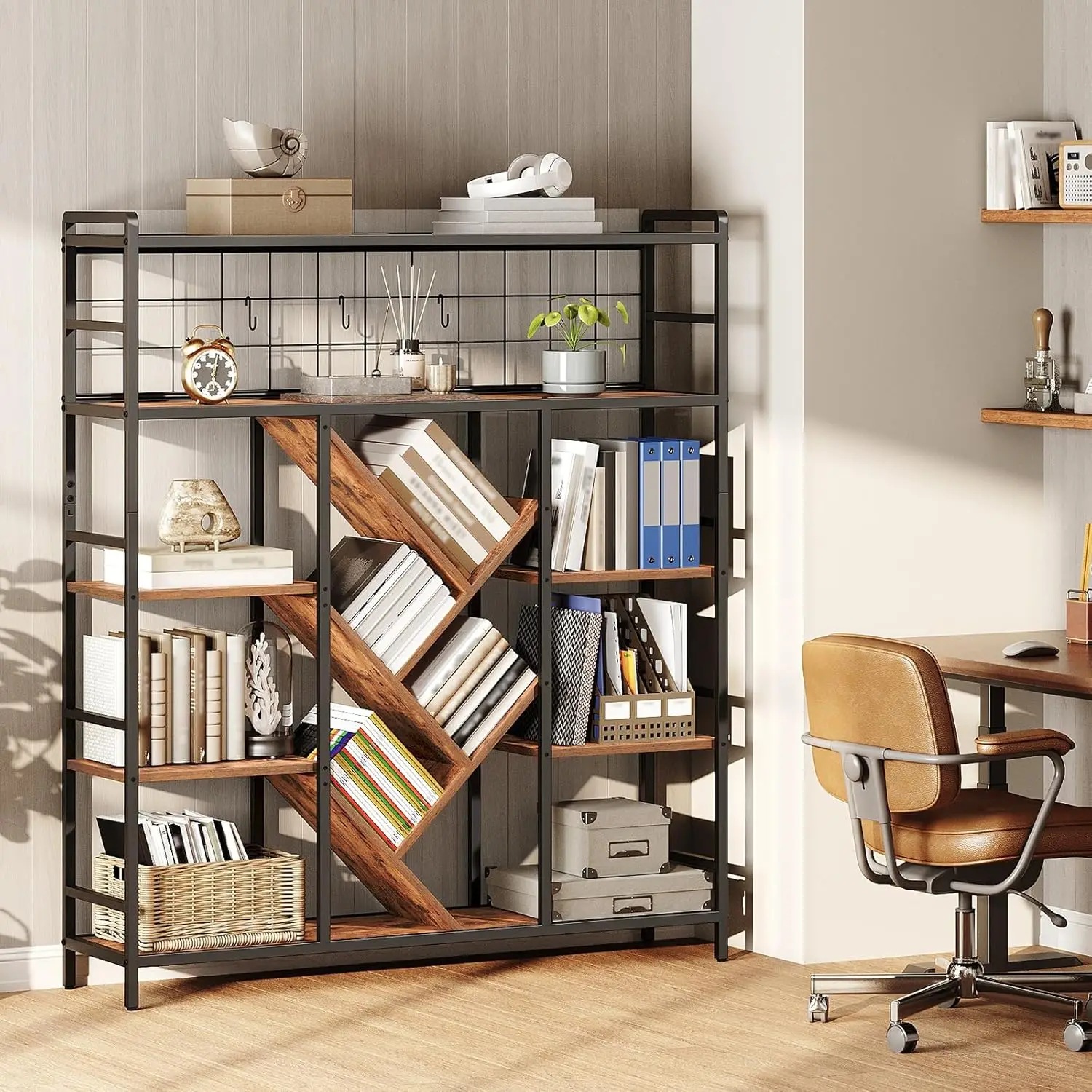 5-Tier Industrial Bookshelf 14 Shelves Tree Design Metal Frame Hanging Living Room Office Rustic Brown Black Customized
5-Tier Industrial Bookshelf 14 Shelves Tree Design Metal Frame Hanging Living Room Office Rustic Brown Black Customized