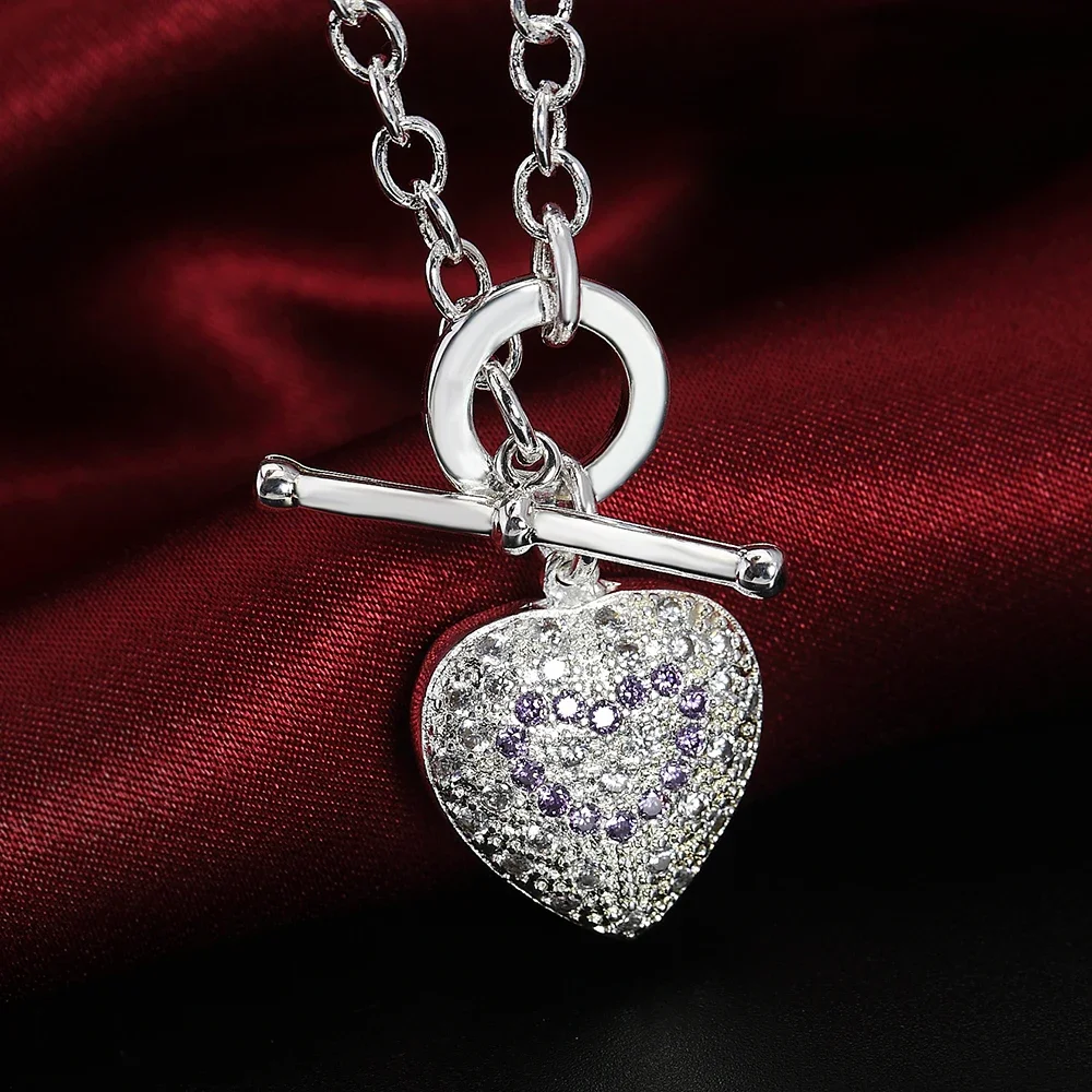Fashion Brand 925 Silver Necklace for Women Jewelry Charm Purple Crystal Heart Pendant Christmas Gifts Wedding
Fashion Brand 925 Silver Necklace for Women Jewelry Charm Purple Crystal Heart Pendant Christmas Gifts Wedding
