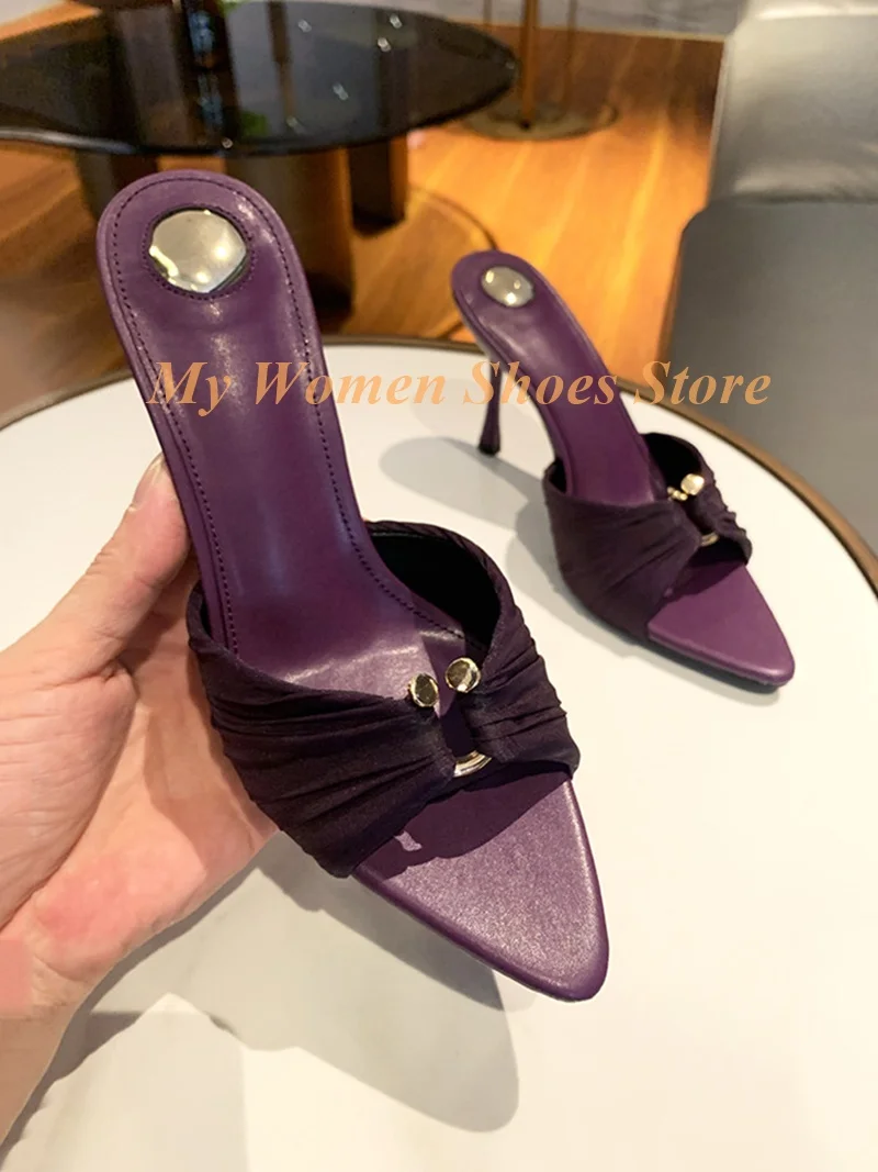 Purple Pleated Air Mesh Slippers Sexy Pointy Toe Stiletto Thin High Heel Slip On Runway 2026 Summer Women Dress Shoes Shallow
Purple Pleated Air Mesh Slippers Sexy Pointy Toe Stiletto Thin High Heel Slip On Runway 2026 Summer Women Dress Shoes Shallow