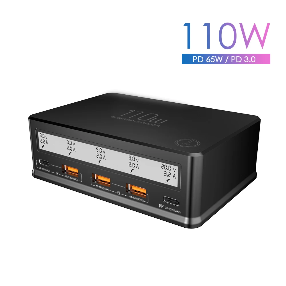 USB Wall Charger 110W 5-Port USB Charging Station Multi Port USB Hub Charger Compact Size LCD Display Compatible with Smartphone
USB Wall Charger 110W 5-Port USB Charging Station Multi Port USB Hub Charger Compact Size LCD Display Compatible with Smartphone