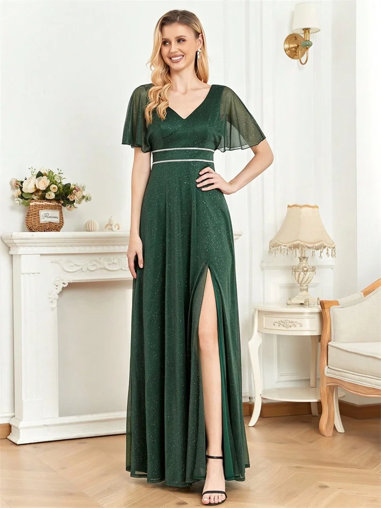 XUIBOL Elegant Short Sleeves Evening Dresses Long 2025 Luxury V-Neck Green Shinning Wedding Party Prom Cocktail Dress Gowns
XUIBOL Elegant Short Sleeves Evening Dresses Long 2025 Luxury V-Neck Green Shinning Wedding Party Prom Cocktail Dress Gowns