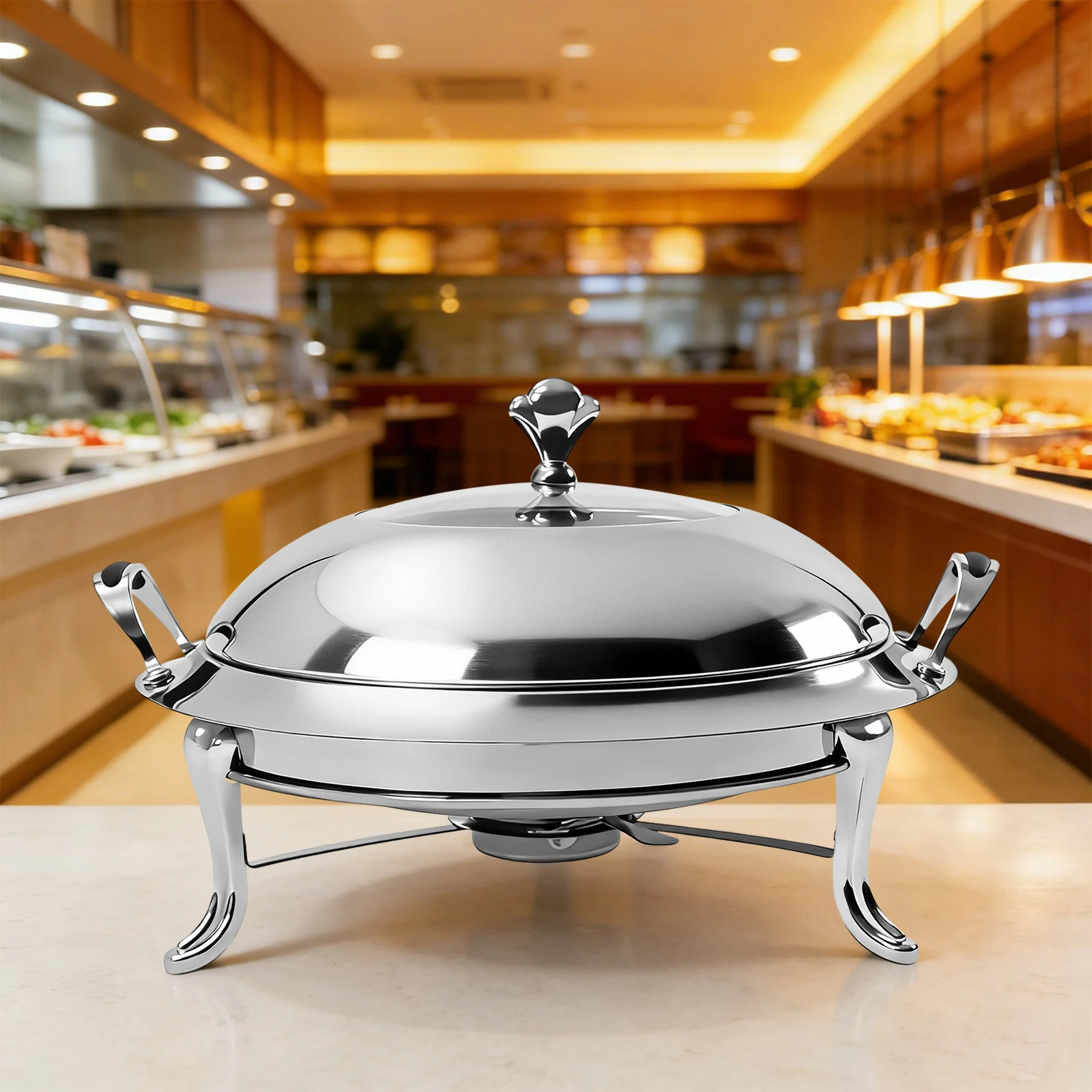Chafing Dish Stainless Steel Round Buffet Warmer Tray Silver Frame with Lid+Chafing Fuel Holder for Kitchen Party Dining Buffet
Chafing Dish Stainless Steel Round Buffet Warmer Tray Silver Frame with Lid+Chafing Fuel Holder for Kitchen Party Dining Buffet