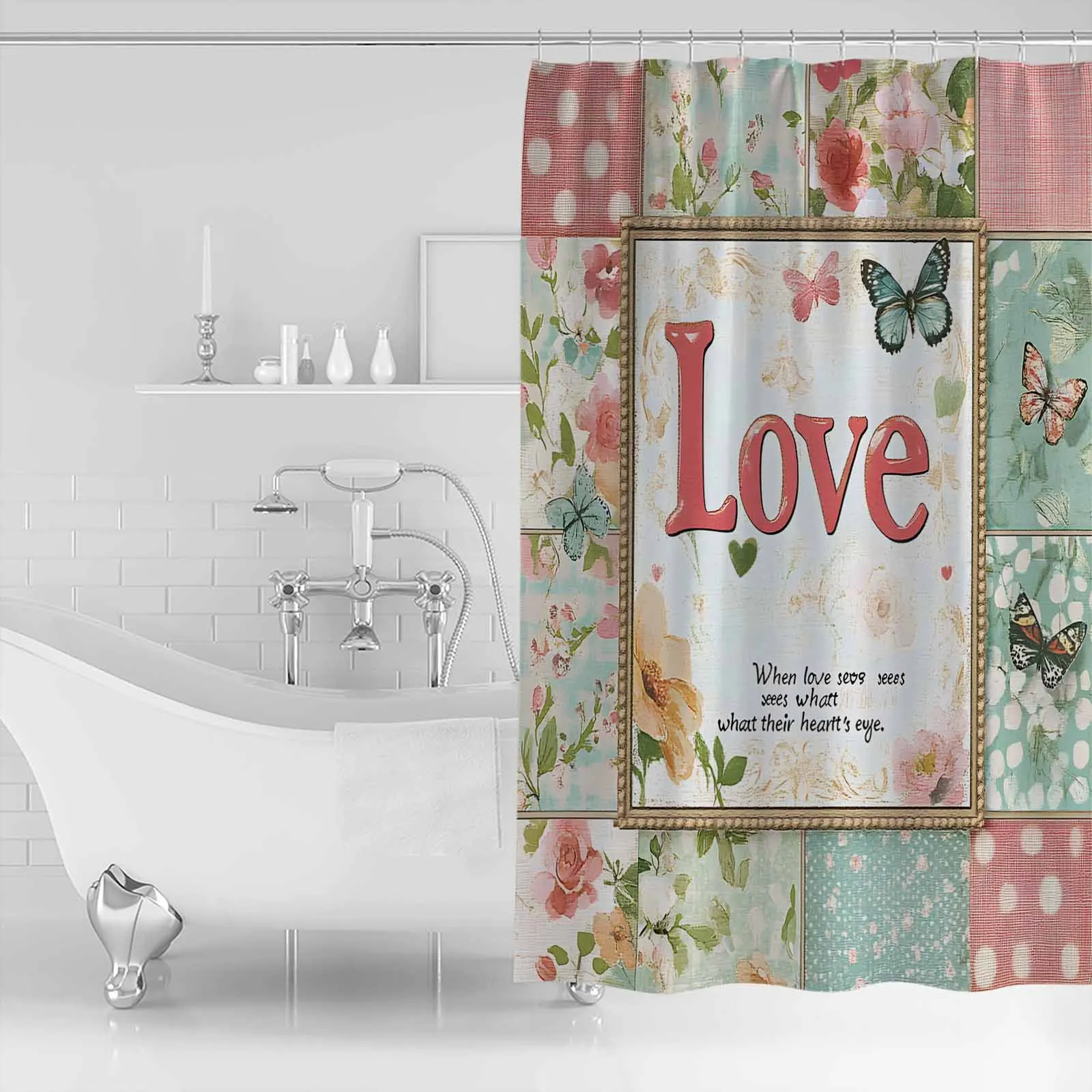 Цветочный фон LOVE Cover Душ Водонепроницаемая полиэстеровая занавеска для ванны Украшение дома Занавеска для аксессуаров для ванной комнаты
Цветочный фон LOVE Cover Душ Водонепроницаемая полиэстеровая занавеска для ванны Украшение дома Занавеска для аксессуаров для ванной комнаты
