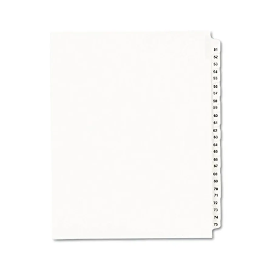 Legal Dividers, Standard Collated Sets, Letter Size, Side Tabs, 51-75 01332
Legal Dividers, Standard Collated Sets, Letter Size, Side Tabs, 51-75 01332