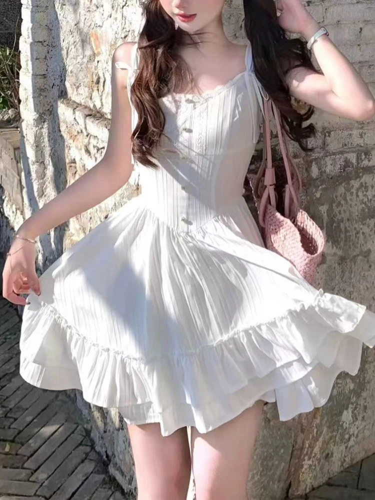 2025 Summer Korean Sweet White Suspender Dress Women New Design Fashion Lovely Slim Dresses Harajuku Pure Desire Cute Clothing
2025 Summer Korean Sweet White Suspender Dress Women New Design Fashion Lovely Slim Dresses Harajuku Pure Desire Cute Clothing