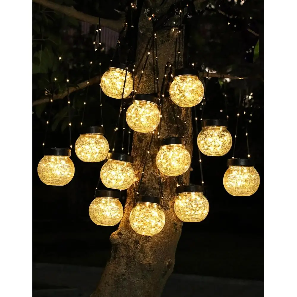 12-Pack Outdoor Hanging Lanterns, Cracked Glass Globes for Garden Tree Ornaments, Warm White Christmas Decorations
12-Pack Outdoor Hanging Lanterns, Cracked Glass Globes for Garden Tree Ornaments, Warm White Christmas Decorations