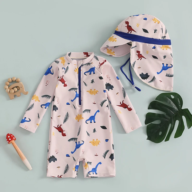 Toddler Baby Boy Dinosaur Swimsuit Half Zipper Long Sleeve Rash Guard Bathing Suit with Sun Hat with Neck Flap 2 Pieces Set
Toddler Baby Boy Dinosaur Swimsuit Half Zipper Long Sleeve Rash Guard Bathing Suit with Sun Hat with Neck Flap 2 Pieces Set