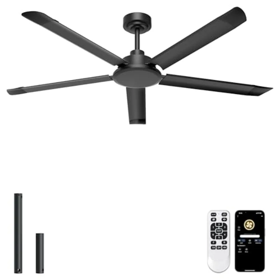 60'' Ceiling Fan No Light, Black Industrial Ceiling Fan with Remote/APP, Aluminum Blades, 6800 CFM DC Motor for Patios, Living
60'' Ceiling Fan No Light, Black Industrial Ceiling Fan with Remote/APP, Aluminum Blades, 6800 CFM DC Motor for Patios, Living