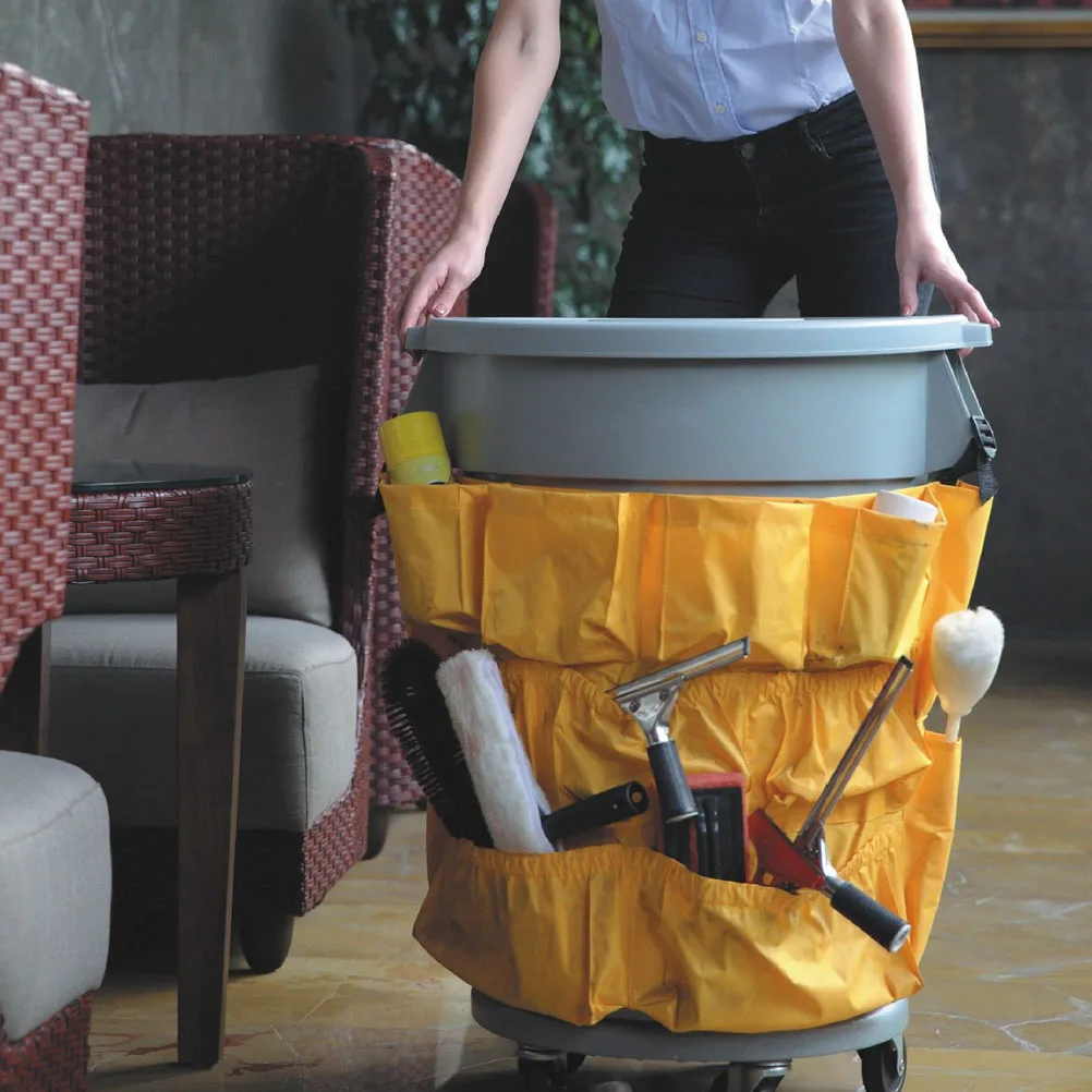 Heavy Duty Vinyl Trash Can Bag with Multiple Pockets for Cleaning Tools Storage Fit Large Round Square Bins Commercial
Heavy Duty Vinyl Trash Can Bag with Multiple Pockets for Cleaning Tools Storage Fit Large Round Square Bins Commercial