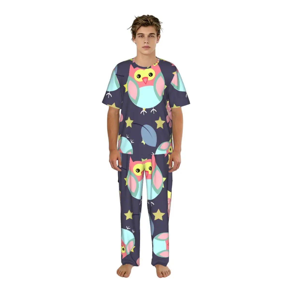 Men's Casual Pajamas Sets Short Sleeve and Pants Sets Male Sleepwear Owl Stars Home Clothes
Men's Casual Pajamas Sets Short Sleeve and Pants Sets Male Sleepwear Owl Stars Home Clothes
