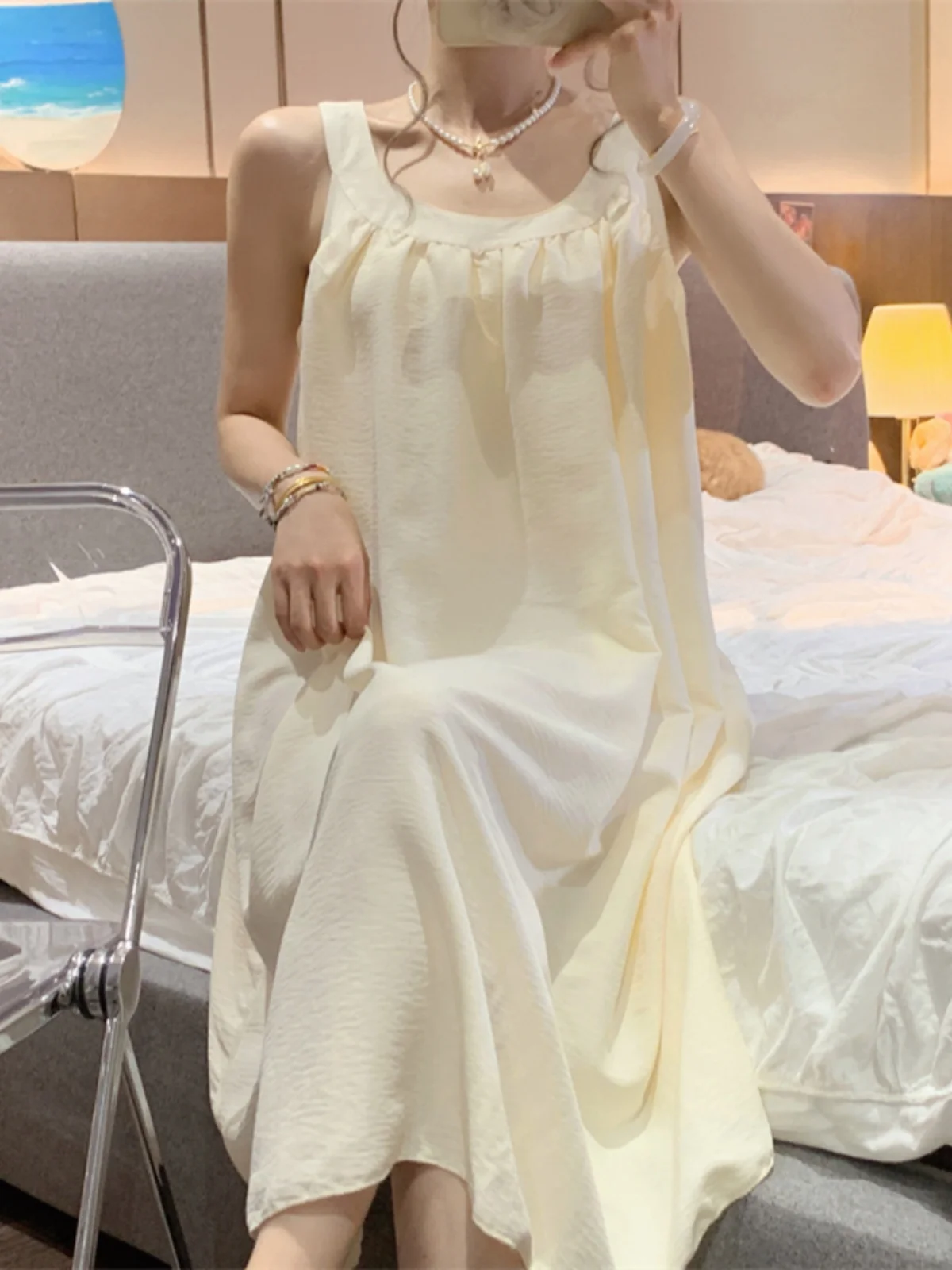 Summer New Women's Sleepwear Set Loose Thin Sleeveless Anti-Bulge Home Clothes Long Dress Nightgown Cotton Polyester Blend
Summer New Women's Sleepwear Set Loose Thin Sleeveless Anti-Bulge Home Clothes Long Dress Nightgown Cotton Polyester Blend