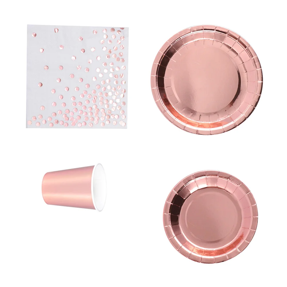 34 Pcs Tableware Set Rose Gold Paper Cup Set Birthday Party Supplies Paper Plates Cups Napkins for Kids Themes
34 Pcs Tableware Set Rose Gold Paper Cup Set Birthday Party Supplies Paper Plates Cups Napkins for Kids Themes