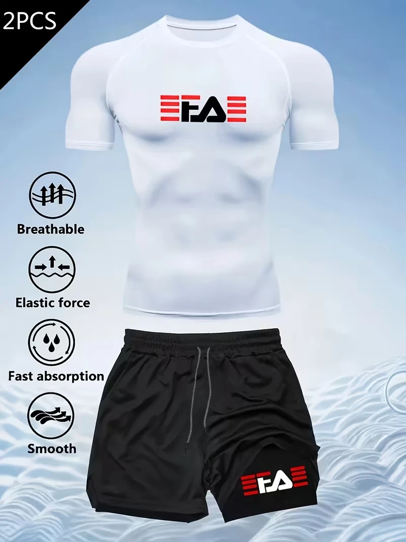 New men's slim fit suit quick drying round neck quick drying sports T-shirt+double-layer pants gym running hiking football sport
New men's slim fit suit quick drying round neck quick drying sports T-shirt+double-layer pants gym running hiking football sport