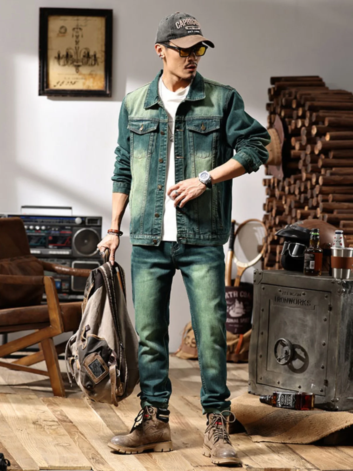High-End Retro Denim Set Men's Trendy Brand Spring Autumn Waed Vintage Work Jaet Slim Fit Long Pants Youthful Urban Sle
High-End Retro Denim Set Men's Trendy Brand Spring Autumn Waed Vintage Work Jaet Slim Fit Long Pants Youthful Urban Sle