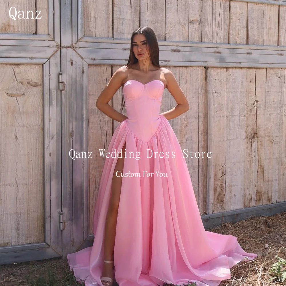 Qanz Elegant Organza Pink Evening Dresses High Slit Sweetheart Women's Wedding Party Attire Long Vestidos De Fiesta Customized
Qanz Elegant Organza Pink Evening Dresses High Slit Sweetheart Women's Wedding Party Attire Long Vestidos De Fiesta Customized