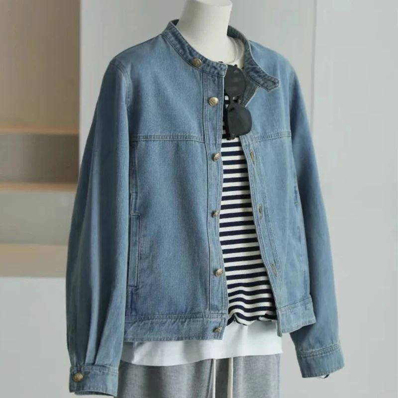 Autumn New Women's Denim Coat Fashion Round Neck Single-breasted Loose Top Korean Versatile Men's Jackets Couple's Wear
Autumn New Women's Denim Coat Fashion Round Neck Single-breasted Loose Top Korean Versatile Men's Jackets Couple's Wear