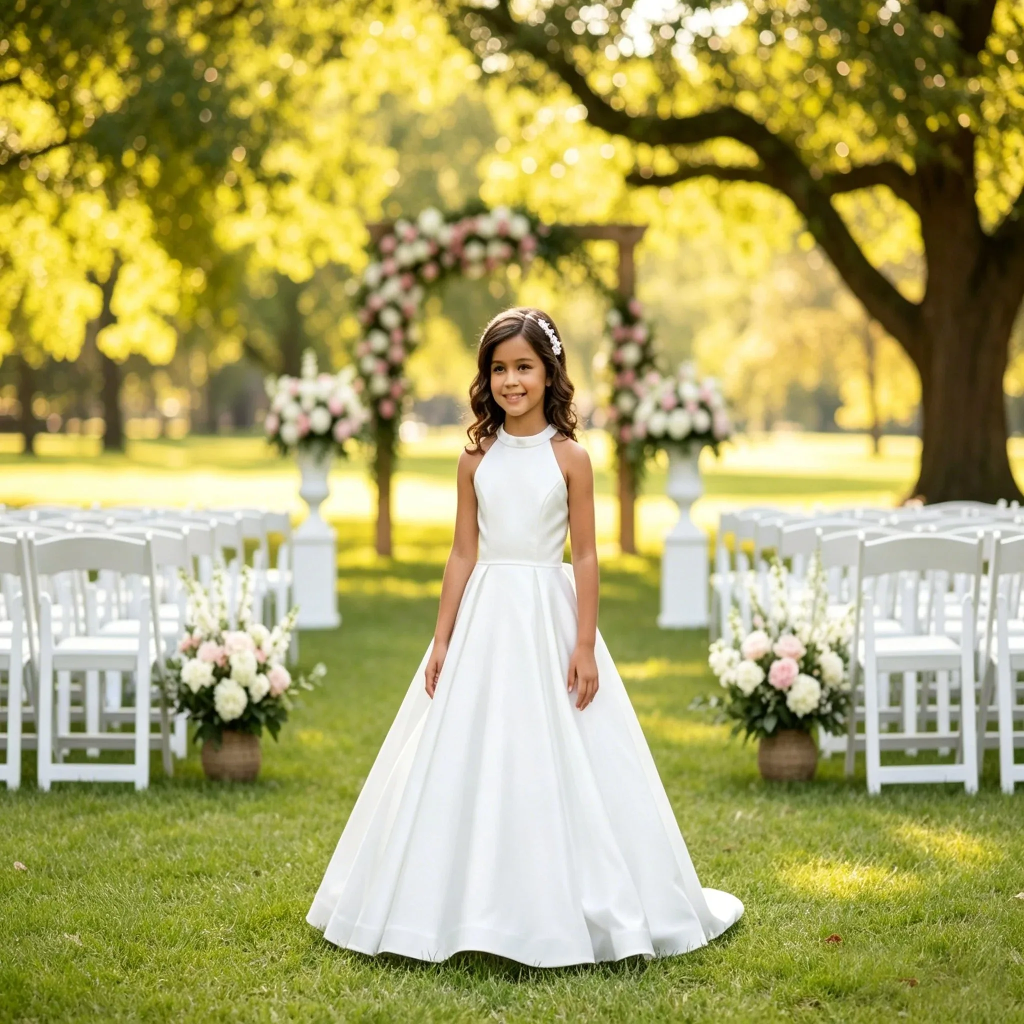 Customizable Girls Wedding Party Catwalk Dress, Satin Halter Flower Girl Dress, Elegant Bow A-Line Dress, First Communion Dress
Customizable Girls Wedding Party Catwalk Dress, Satin Halter Flower Girl Dress, Elegant Bow A-Line Dress, First Communion Dress